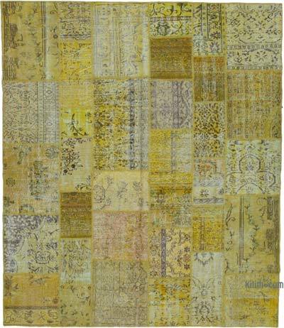 Yellow Patchwork Hand-Knotted Turkish Rug - 8' 6" x 10'  (102" x 120")