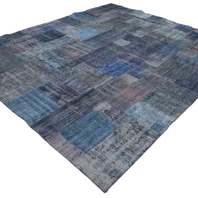 Mavi Boyalı Patchwork Halı - 251 cm x 303 cm - K0049987