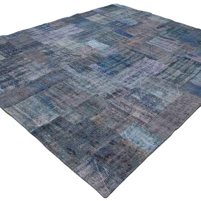 Mavi Boyalı Patchwork Halı - 251 cm x 302 cm - K0049996
