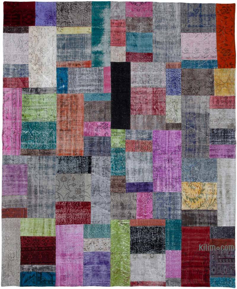 Multicolor Patchwork Hand-Knotted Turkish Rug - 8' 3" x 9' 11" (99" x 119") - K0050000