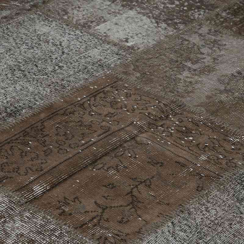 Marrón Alfombra De Retazos Turca Sobre-teñida - 238 cm x 304 cm - K0050004