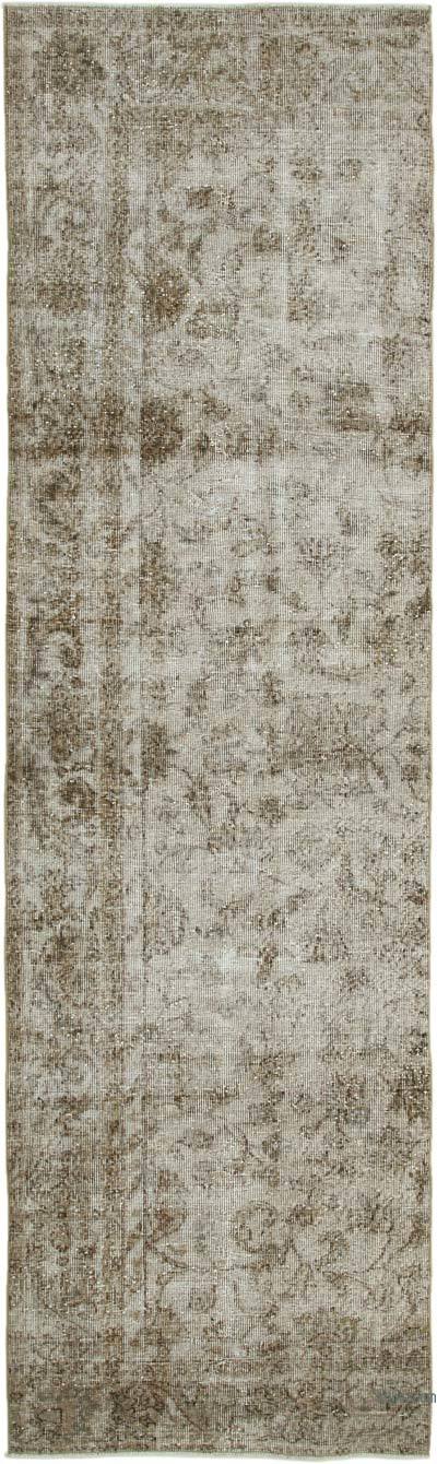 Beige Over-dyed Turkish Vintage Runner Rug - 2' 10" x 9' 9" (34" x 117")