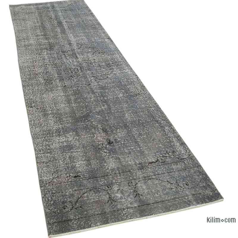 Grey Over-dyed Turkish Vintage Runner Rug - 2' 11" x 10' 3" (35" x 123") - K0050076