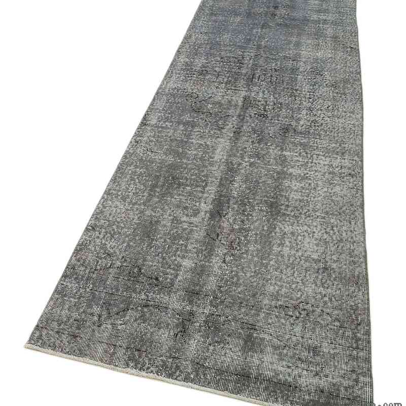 Grey Over-dyed Turkish Vintage Runner Rug - 2' 11" x 10' 3" (35" x 123") - K0050076