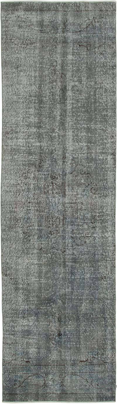 Gray Over-dyed Turkish Vintage Runner Rug - 2' 11" x 10' 3" (35" x 123")