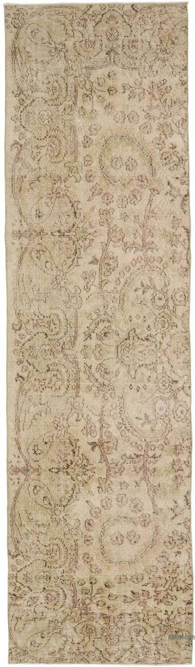 Beige Over-dyed Turkish Vintage Runner Rug - 2' 9" x 9' 6" (33" x 114")