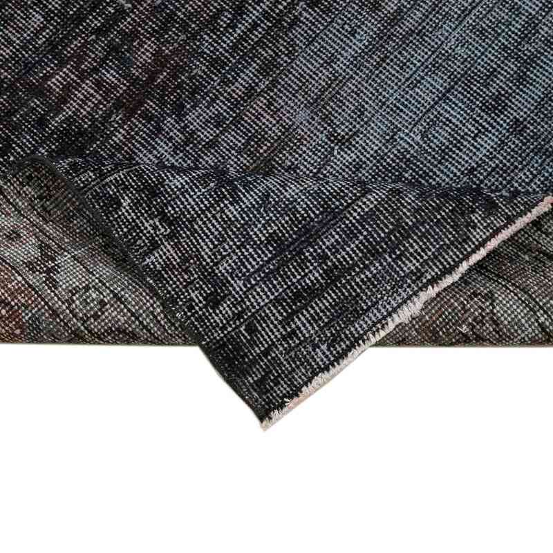 Negro Alfombra de Pasillo Turca Vintage Sobreteñida - 93 cm x 324 cm - K0050166