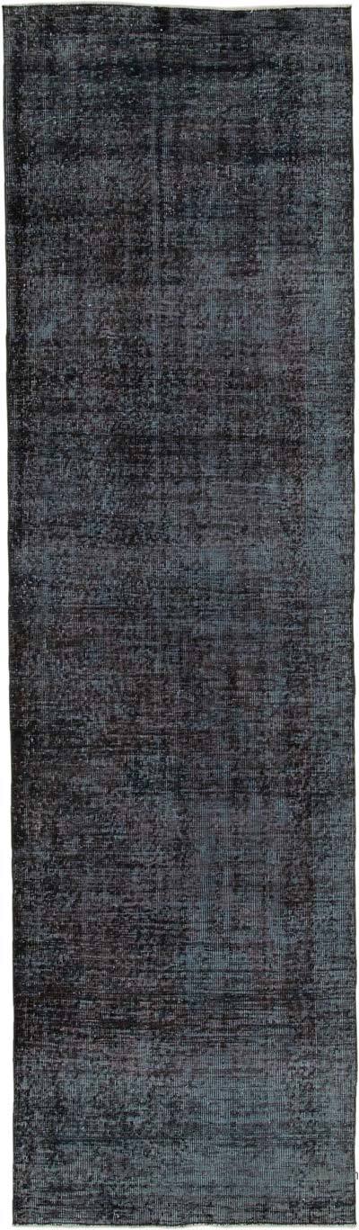 Black Over-dyed Turkish Vintage Runner Rug - 3' 1" x 10' 8" (37" x 128")
