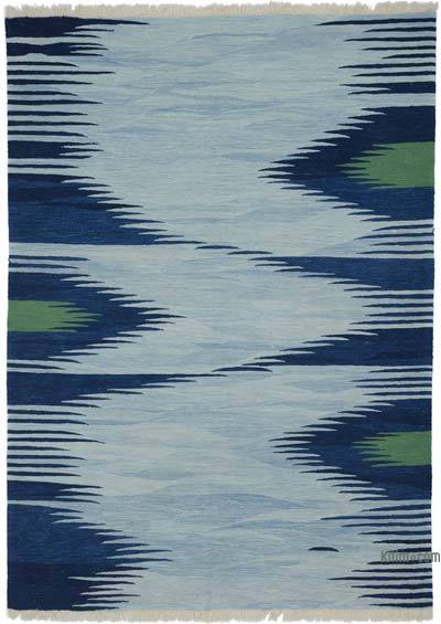 Açık Mavi Yeni Kök Boya El Dokuma Kilim - 182 cm x 251 cm