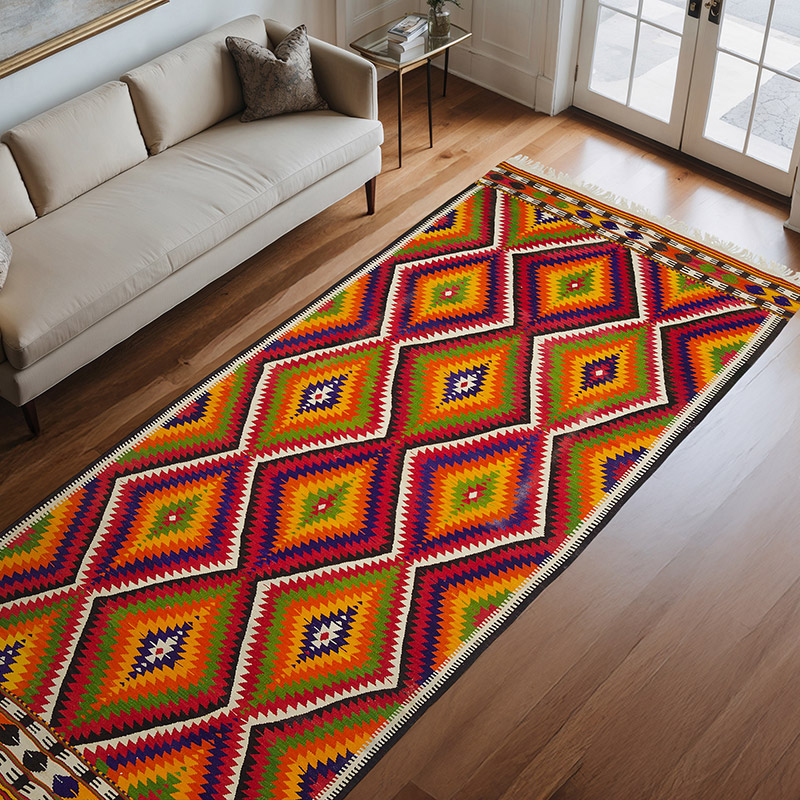 Multicolor Alfombra Vintage Antalya Kilim - 150 cm x 325 cm - K0050320