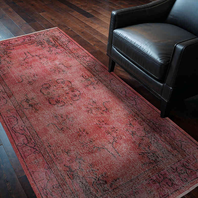 Red Over-dyed Turkish Vintage Rug - 3' 10" x 6' 11" (46" x 83") - K0050388