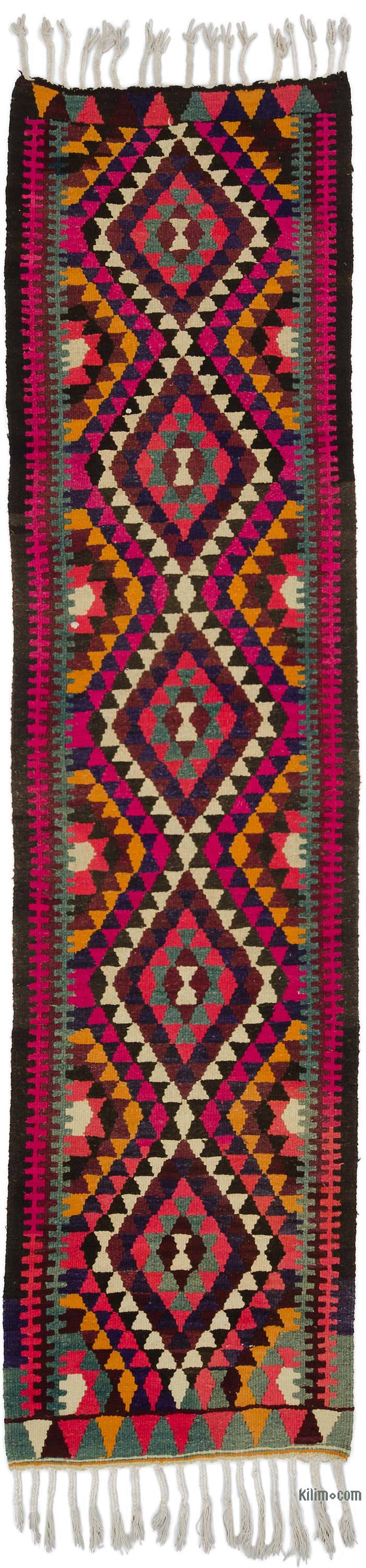 Multicolor Alfombra Kilim Tribal Vintage - 85 cm x 335 cm - K0050403