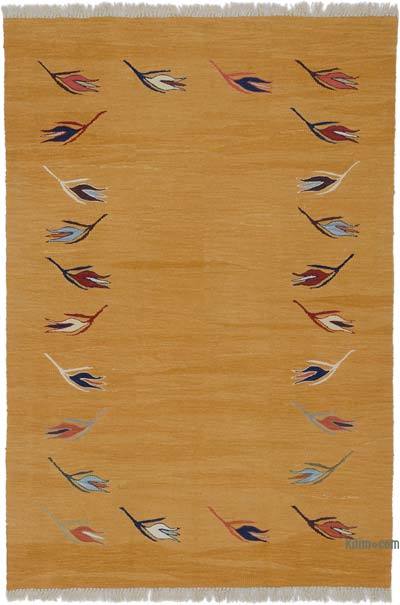 Amarillo Nueva Alfombra Turca Kilim - 124 cm x 182 cm