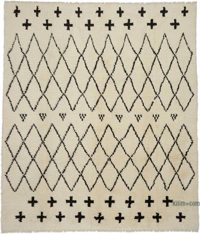 New Moroccan Style Hand-Knotted Tulu Rug - 9' 2" x 10' 10" (110" x 130")