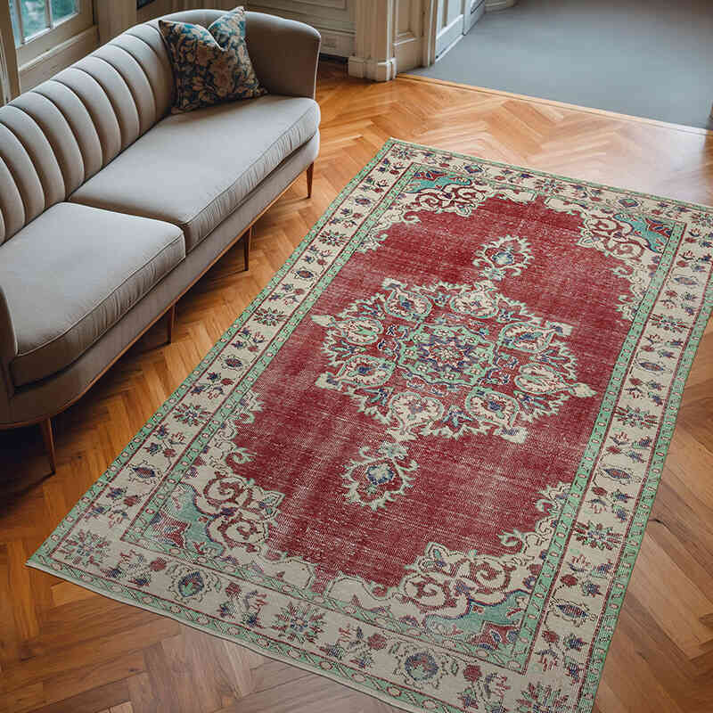 Vintage Turkish Hand-Knotted Rug - 6' 3" x 9' 7" (75" x 115") - K0050675