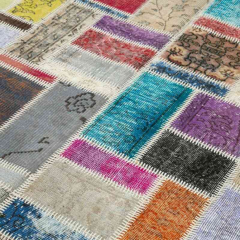 Multicolor Patchwork Hand-Knotted Turkish Rug - 5' 8" x 7' 10" (68" x 94") - K0051042