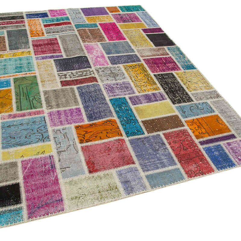 Çok Renkli Boyalı Patchwork Halı - 174 cm x 237 cm - K0051044
