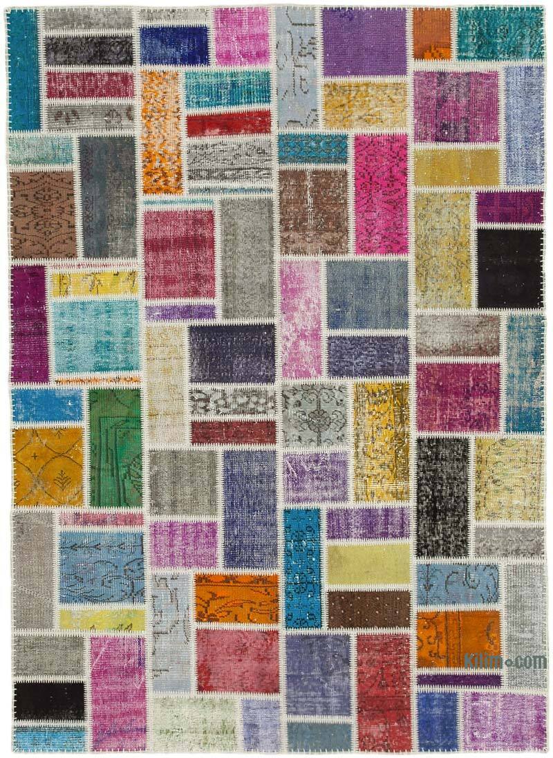 Çok Renkli Boyalı Patchwork Halı - 174 cm x 237 cm - K0051044