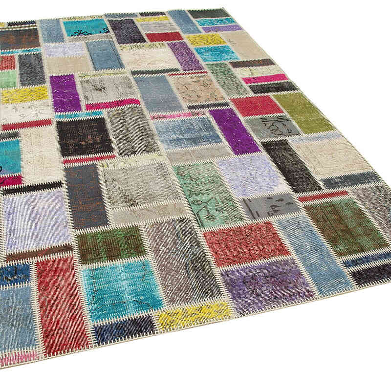 Çok Renkli Boyalı Patchwork Halı - 176 cm x 247 cm - K0051045
