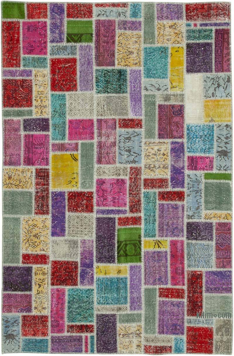 Multicolor Alfombra De Retazos Turca Sobre-teñida - 190 cm x 288 cm - K0051048