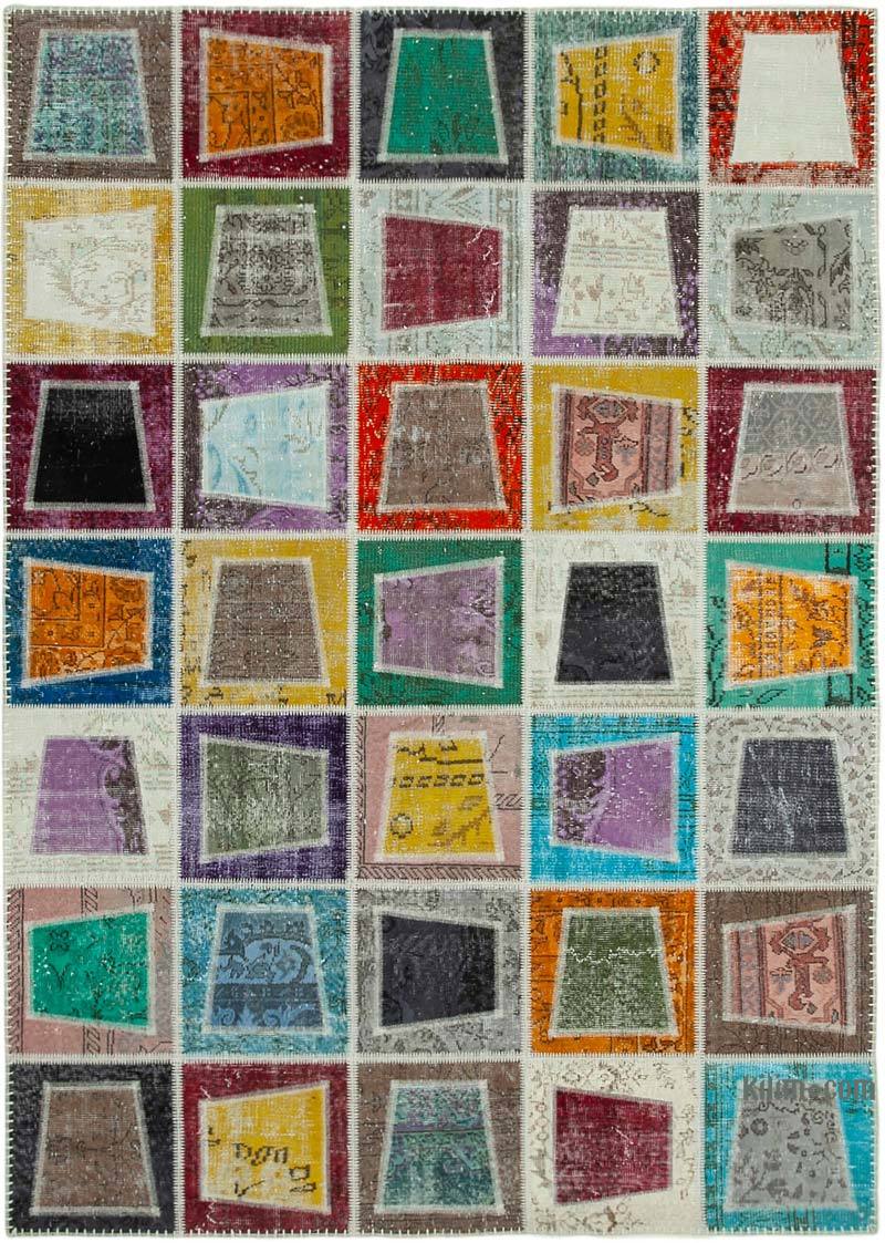 Multicolor Alfombra De Retazos Turca Sobre-teñida - 200 cm x 280 cm - K0051049