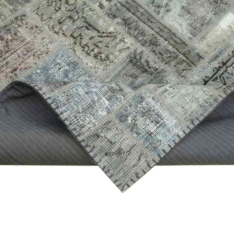 Grey Patchwork Hand-Knotted Turkish Rug - 5' 8" x 7' 9" (68" x 93") - K0051052