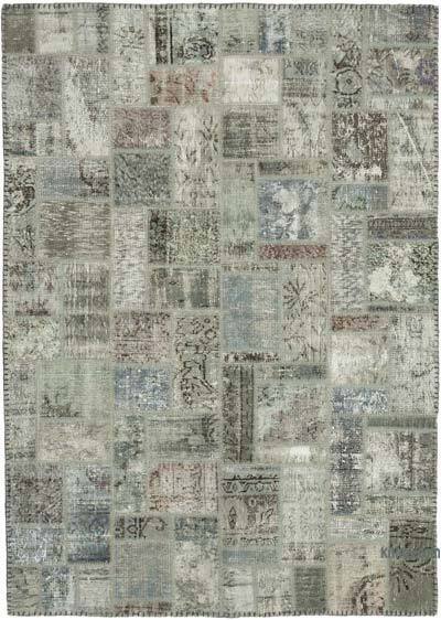 Gri Boyalı Patchwork Halı - 172 cm x 237 cm