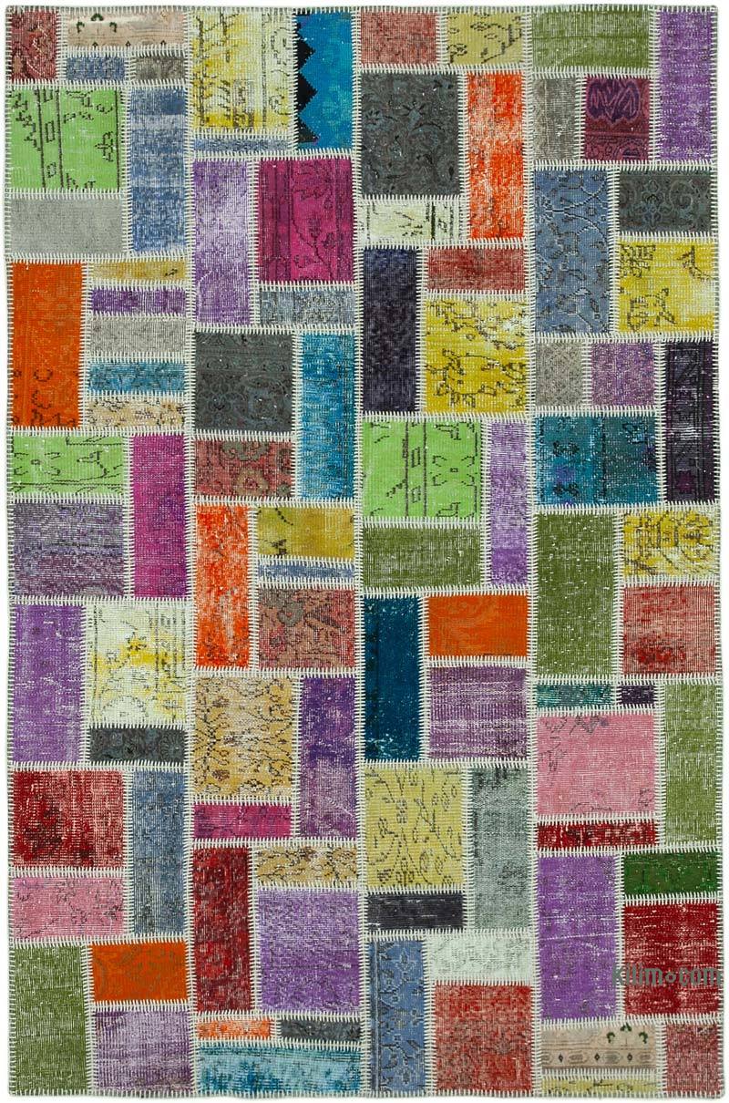 Multicolor Alfombra De Retazos Turca Sobre-teñida - 167 cm x 250 cm - K0051055