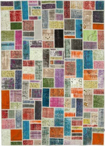 Çok Renkli Boyalı Patchwork Halı - 206 cm x 294 cm