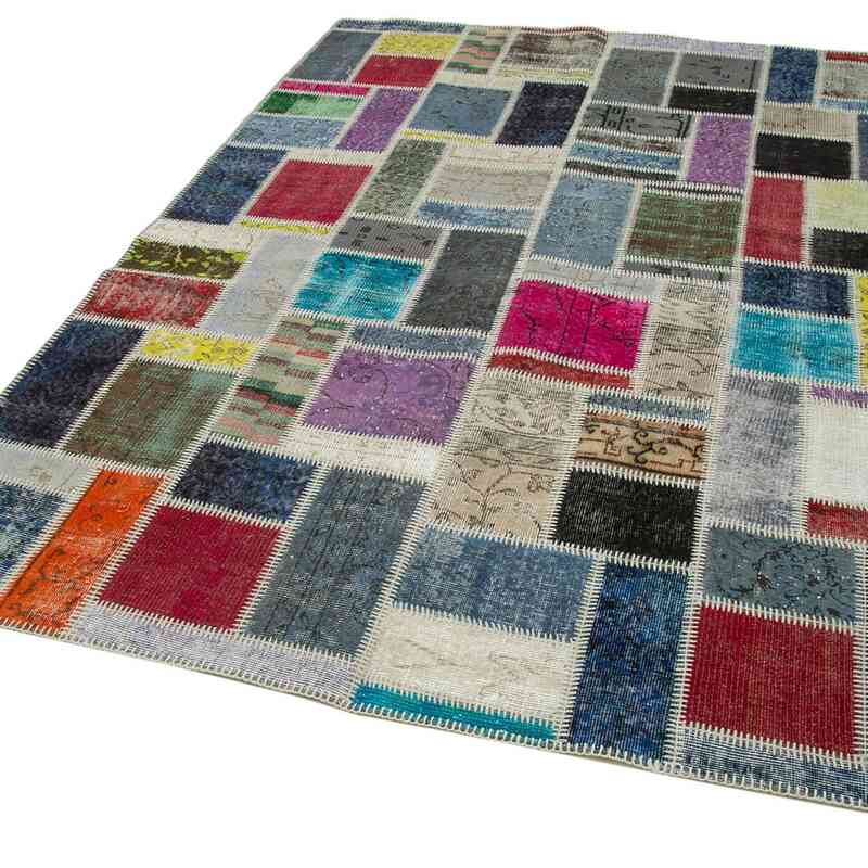 Multicolor Patchwork Hand-Knotted Turkish Rug - 5' 8" x 8'  (68" x 96") - K0051061