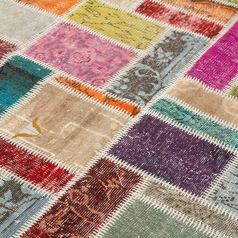 Multicolor Alfombra De Retazos Turca Sobre-teñida - 175 cm x 254 cm - K0051063