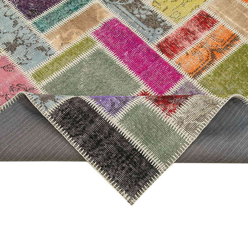 Multicolor Alfombra De Retazos Turca Sobre-teñida - 175 cm x 254 cm - K0051063