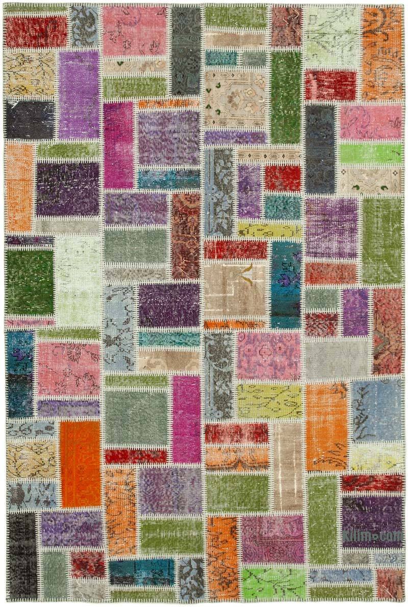 Multicolor Alfombra De Retazos Turca Sobre-teñida - 175 cm x 254 cm - K0051063