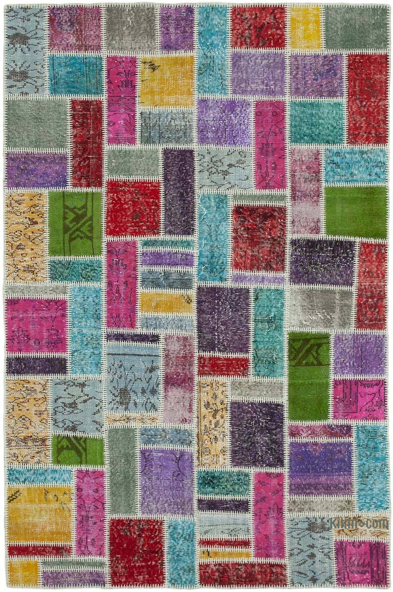 Multicolor Patchwork Hand-Knotted Turkish Rug - 5' 5" x 8' 2" (65" x 98") - K0051064