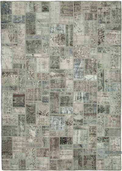 Gri Boyalı Patchwork Halı - 214 cm x 300 cm