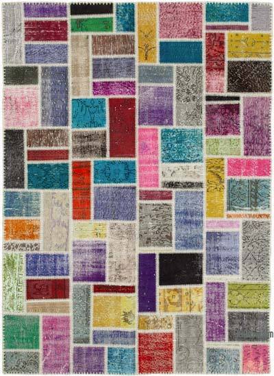 Multicolor Alfombra De Retazos Turca Sobre-teñida - 173 cm x 238 cm