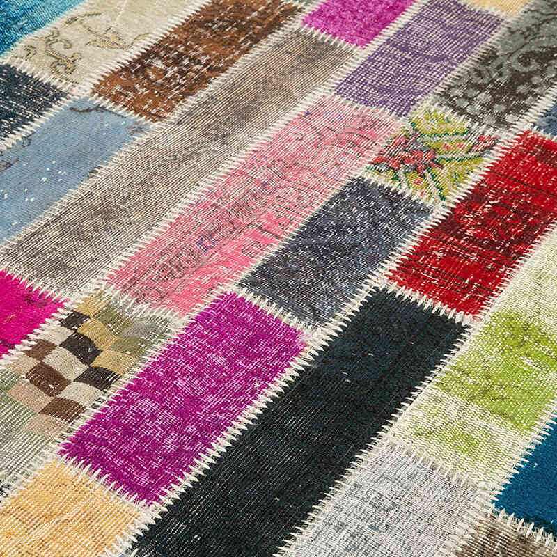 Multicolor Alfombra De Retazos Turca Sobre-teñida - 182 cm x 242 cm - K0051075