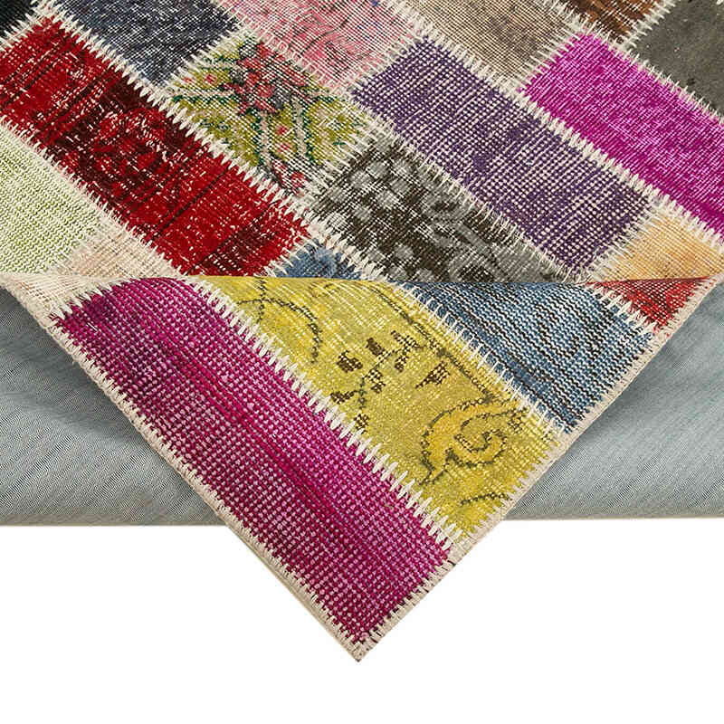 Multicolor Alfombra De Retazos Turca Sobre-teñida - 182 cm x 242 cm - K0051075