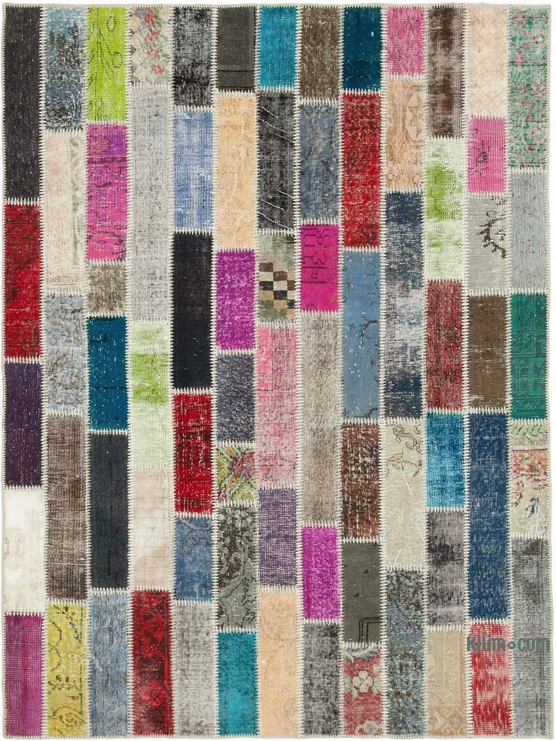 Multicolor Alfombra De Retazos Turca Sobre-teñida - 182 cm x 242 cm - K0051075