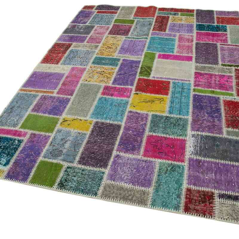 Multicolor Patchwork Hand-Knotted Turkish Rug - 5' 6" x 8' 3" (66" x 99") - K0051076