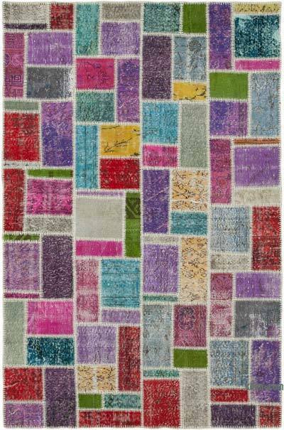 Multicolor Patchwork Hand-Knotted Turkish Rug - 5' 6" x 8' 3" (66" x 99")