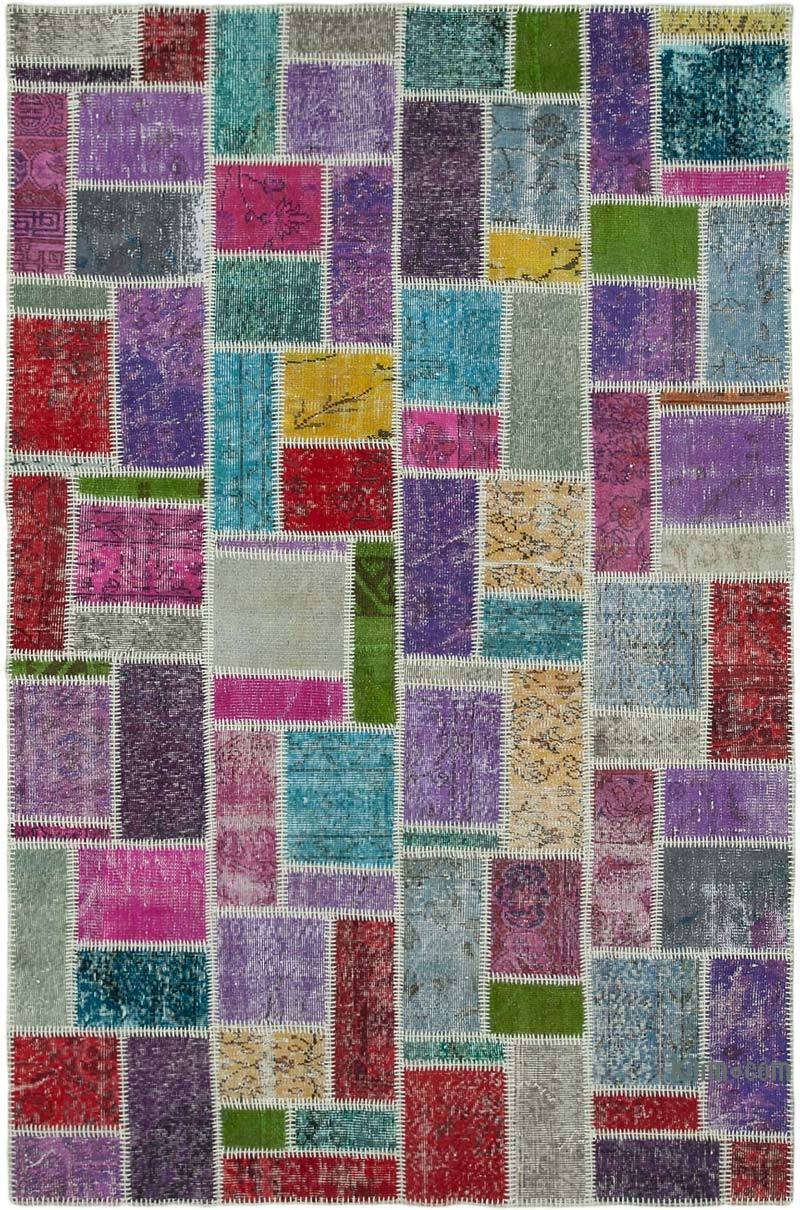 Multicolor Patchwork Hand-Knotted Turkish Rug - 5' 6" x 8' 3" (66" x 99") - K0051076