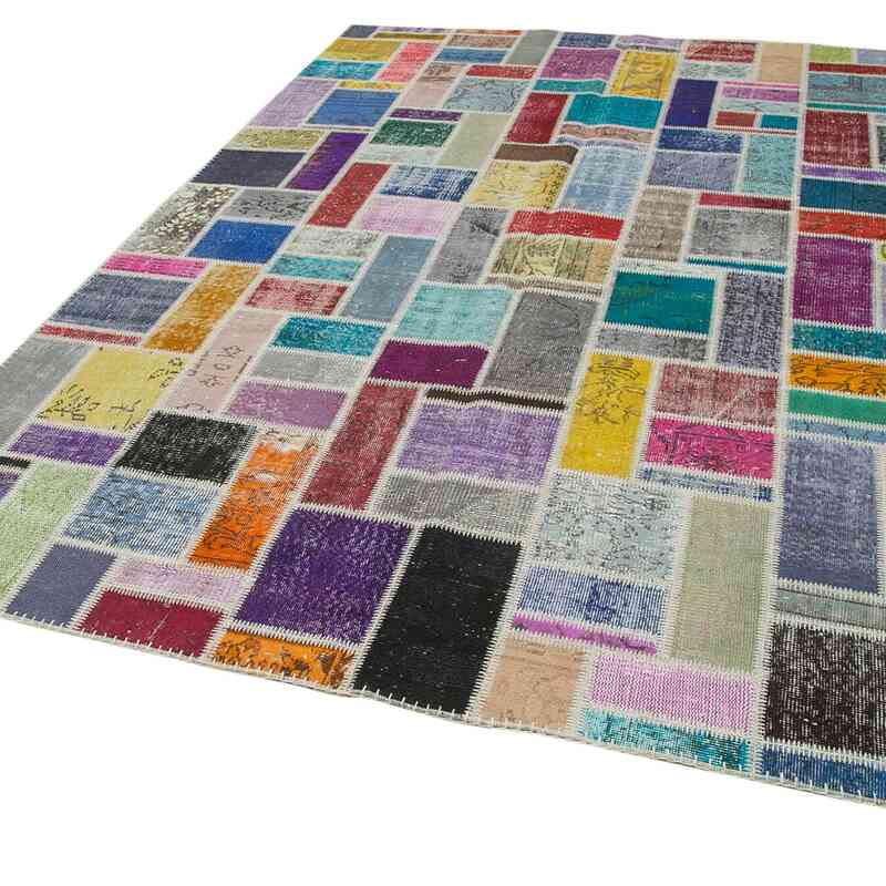 Multicolor Patchwork Hand-Knotted Turkish Rug - 6' 10" x 9' 9" (82" x 117") - K0051077