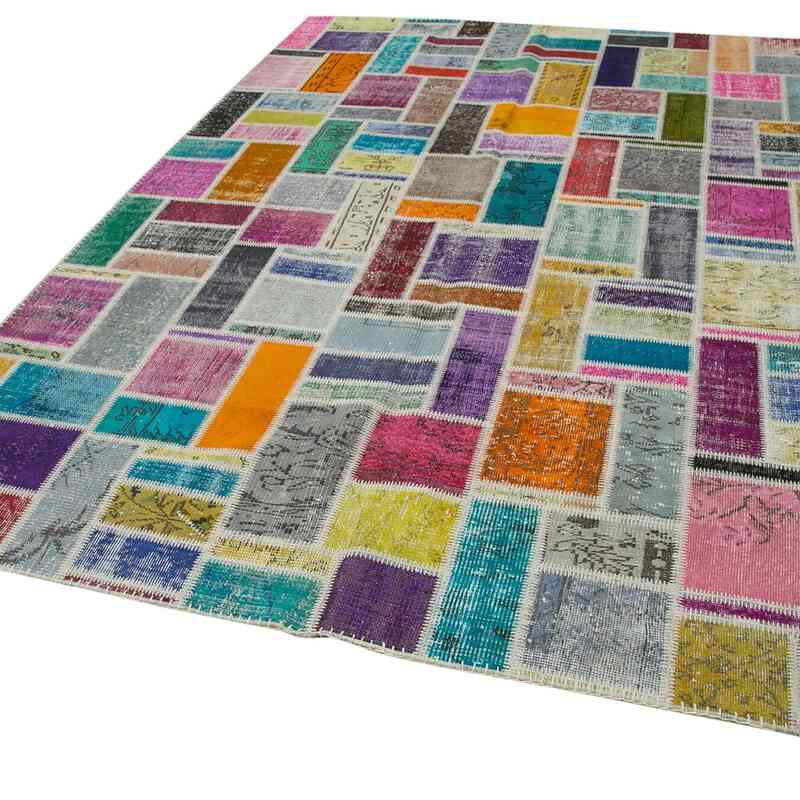Multicolor Patchwork Hand-Knotted Turkish Rug - 6' 10" x 9' 9" (82" x 117") - K0051078