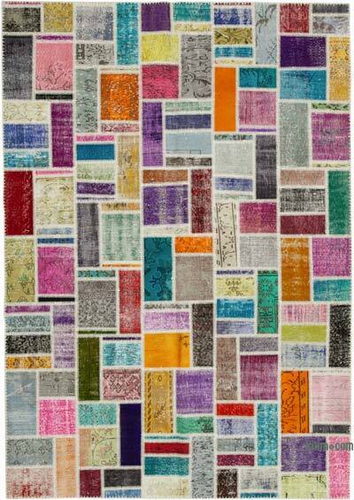 Çok Renkli Boyalı Patchwork Halı - 208 cm x 297 cm