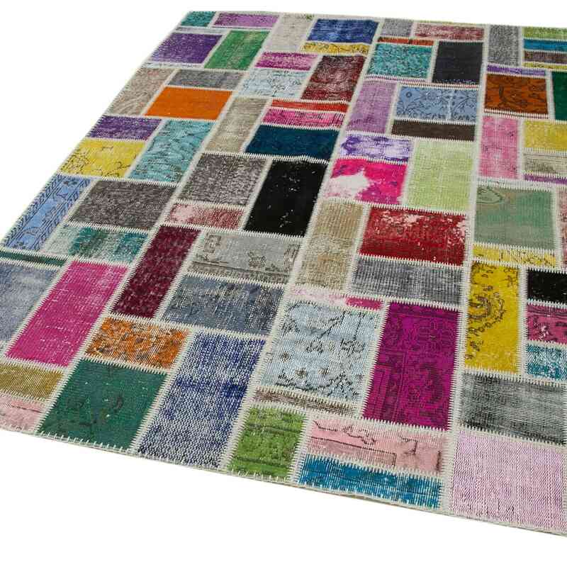 Multicolor Patchwork Hand-Knotted Turkish Rug - 5' 8" x 7' 10" (68" x 94") - K0051079