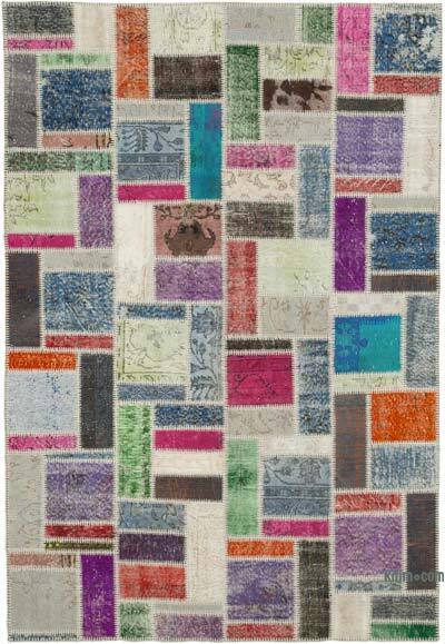 Multicolor Alfombra De Retazos Turca Sobre-teñida - 175 cm x 254 cm