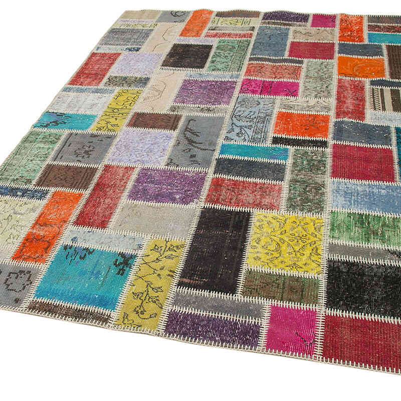 Multicolor Patchwork Hand-Knotted Turkish Rug - 5' 9" x 7' 9" (69" x 93") - K0051084