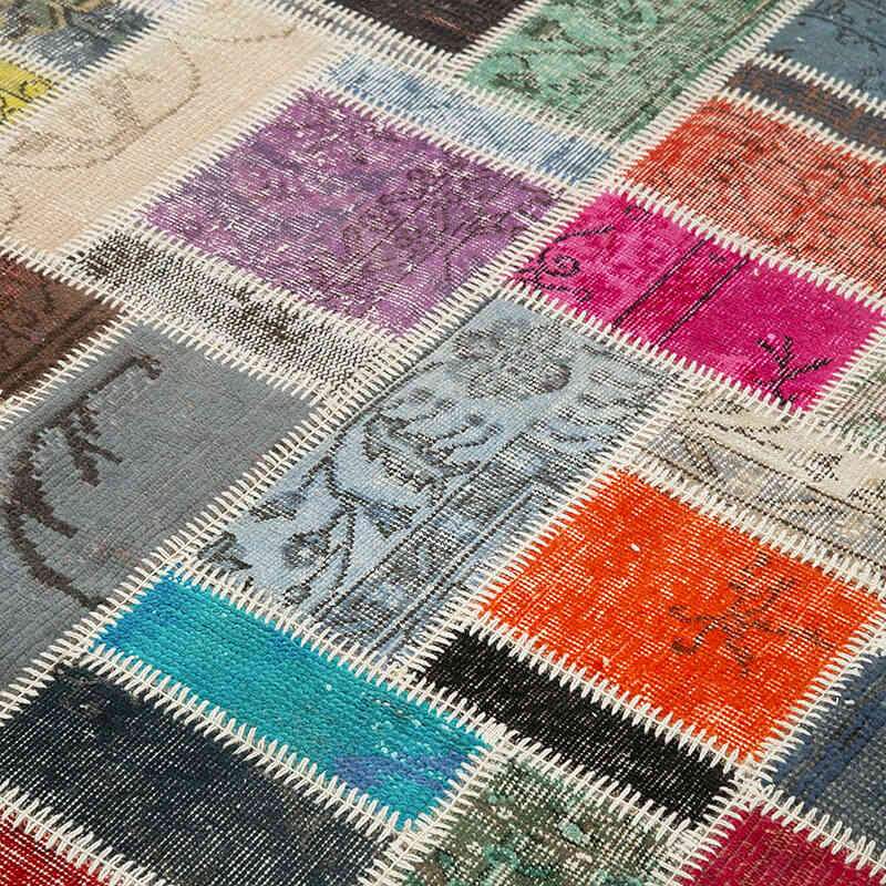 Multicolor Patchwork Hand-Knotted Turkish Rug - 5' 9" x 7' 9" (69" x 93") - K0051084
