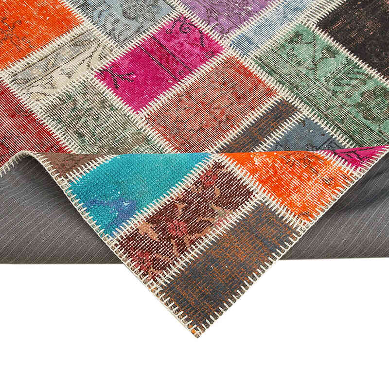 Multicolor Patchwork Hand-Knotted Turkish Rug - 5' 9" x 7' 9" (69" x 93") - K0051084